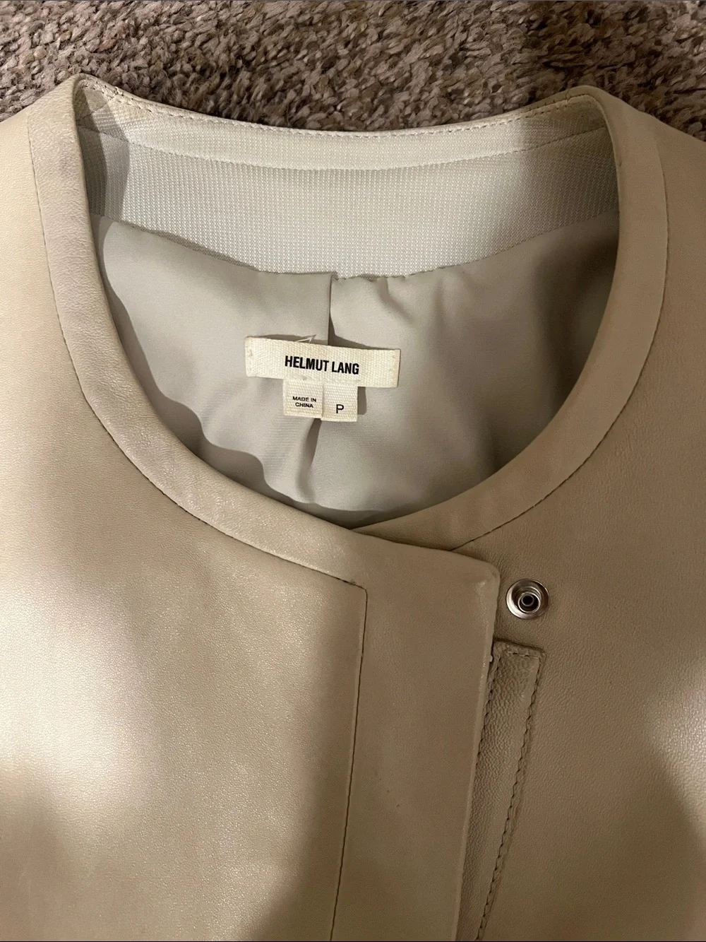 Helmut Lang Two-Tone Cream & White Leather Jacket